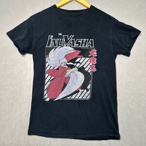 Inuyasha Men T-Shirt Small Black Excellent Graphic Print Anime Manga Streetwear
